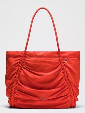 lululemon athletica Red Ruched Tote with Slim Straps
